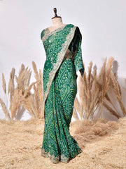 Green Gorgette Saree