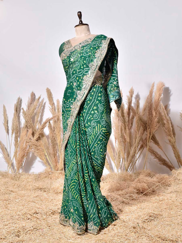Green Gorgette Saree