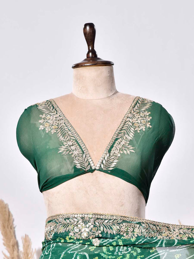 Green Gorgette Saree