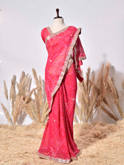 Red Gorgette Saree