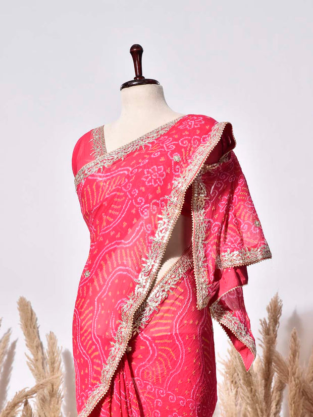 Red Gorgette Saree