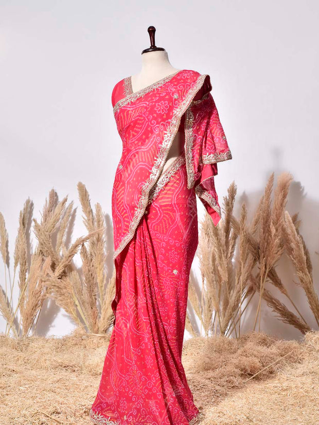 Red Gorgette Saree