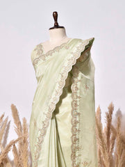 Pista Green Tissue Silk Saree