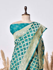Green Banarasi Gorgette Saree
