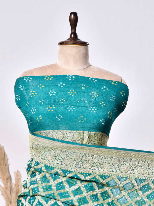 Green Banarasi Gorgette Saree