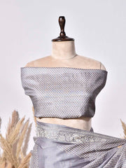 Grey Tusser Silk Saree