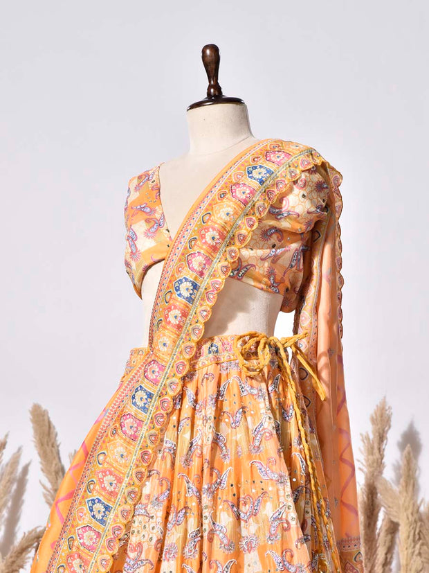 Orange Vasansi Silk Lehenga Set