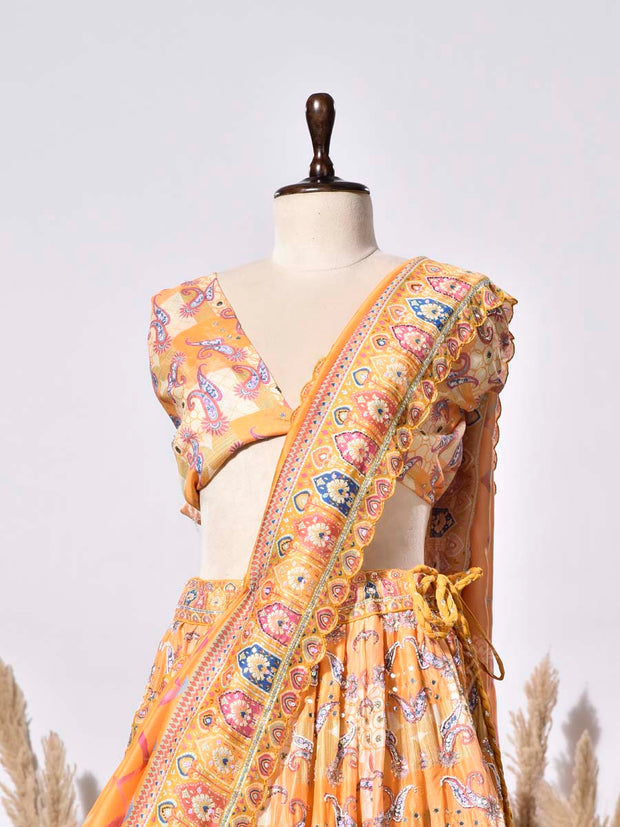 Orange Vasansi Silk Lehenga Set