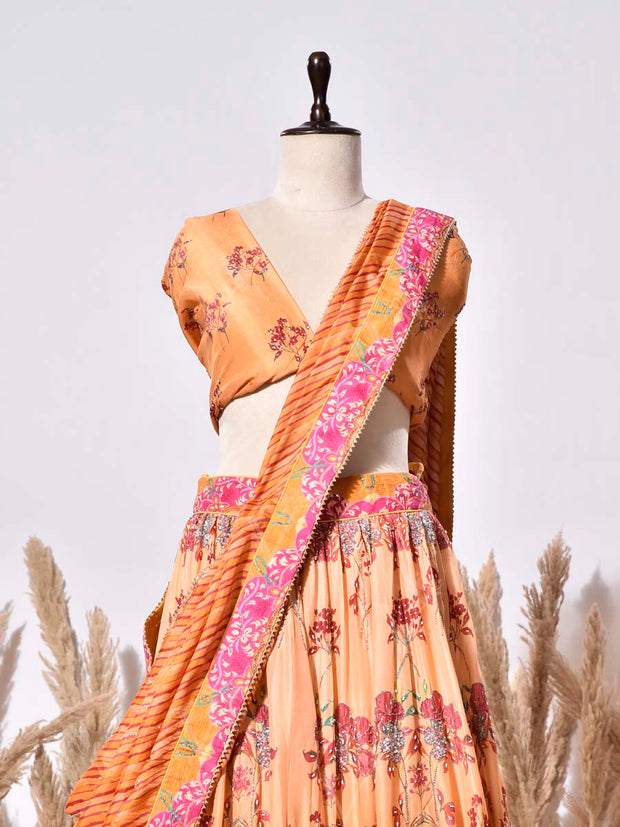 Orange Vasansi Silk Lehenga Set