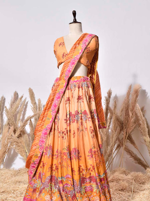 Orange Vasansi Silk Lehenga Set