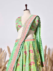 Green Vasansi Silk Lehenga Set