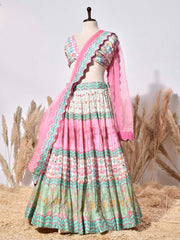 Pink and Green Vasansi Silk Lehenga Set