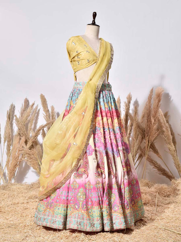 Multi Color Vasansi Silk Lehenga Set