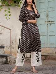 Black Cotton Kurta Set