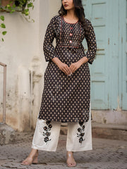 Black Cotton Kurta Set
