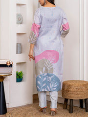 Peach Cotton Silk Kurta Set