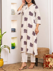 Off White Cotton Kurta Set