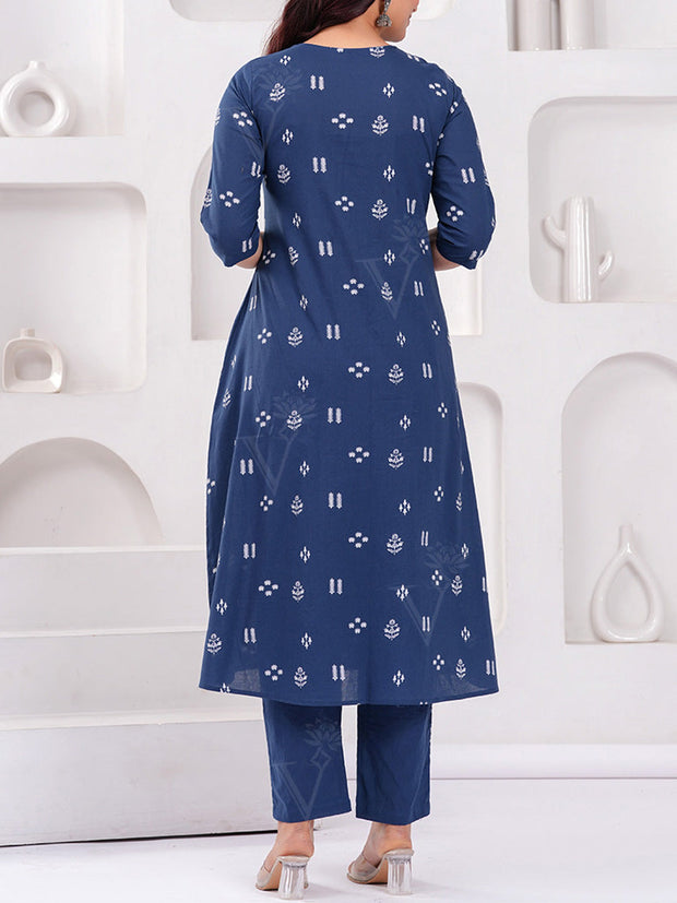 Blue Cotton Kurta Set