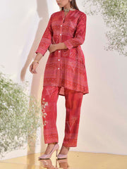 Red Vasansi Silk Bandhani Printed Co Ord Set