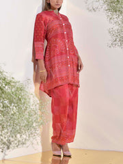 Red Vasansi Silk Bandhani Printed Co Ord Set