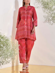 Red Vasansi Silk Bandhani Printed Co Ord Set
