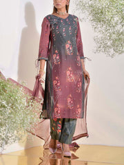 Burgandy Vasansi Silk Printed Co Ord Set