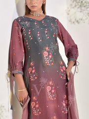 Burgandy Vasansi Silk Printed Co Ord Set