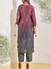 Burgandy Vasansi Silk Printed Co Ord Set