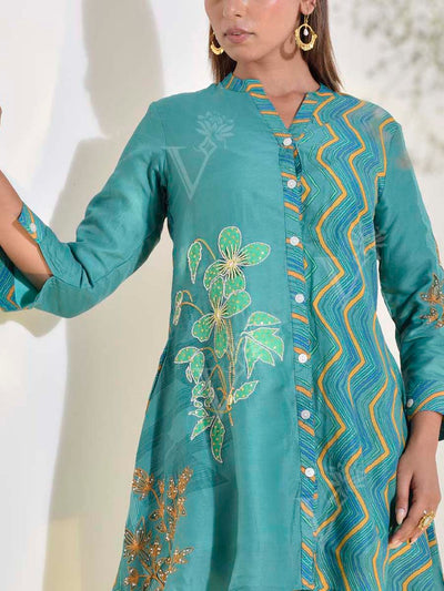 Teal Vasansi Silk Co Ord Set