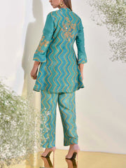Teal Vasansi Silk Co Ord Set