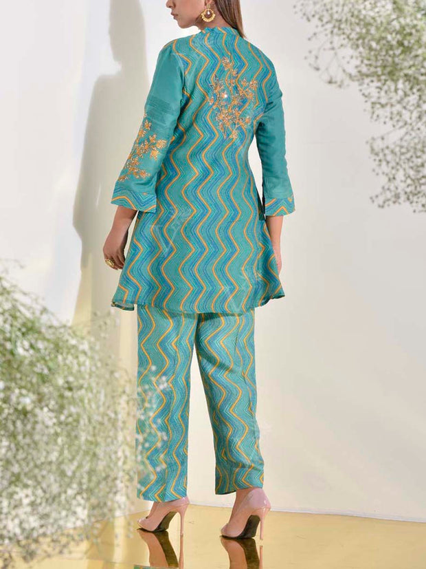 Teal Vasansi Silk Co Ord Set