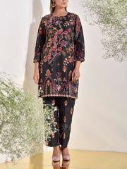 Black Vasansi Silk Embroidered Co Ord Set