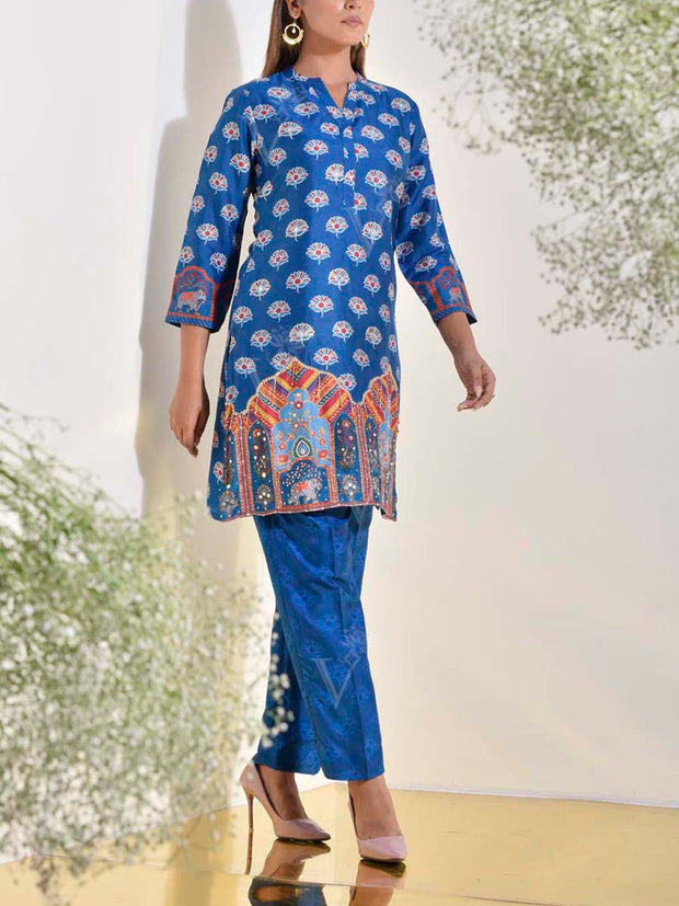 Blue Vasansi Silk Embroidered Co Ord Set