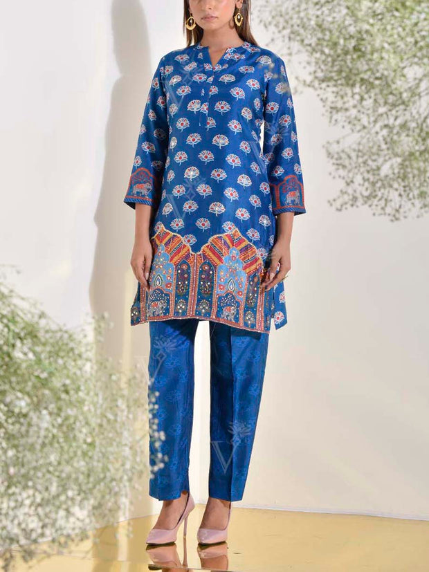 Blue Vasansi Silk Embroidered Co Ord Set