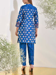 Blue Vasansi Silk Embroidered Co Ord Set