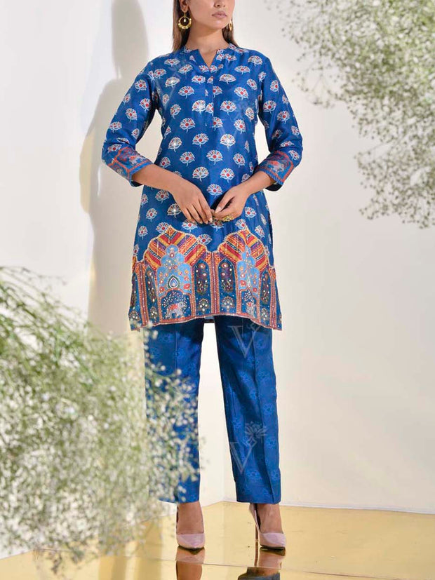Blue Vasansi Silk Embroidered Co Ord Set