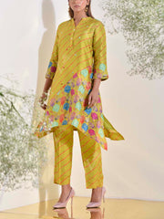 Grass Green Vasansi Silk Leheriya Co Ord Set