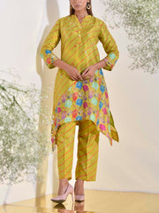 Grass Green Vasansi Silk Leheriya Co Ord Set