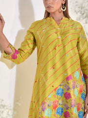 Grass Green Vasansi Silk Leheriya Co Ord Set