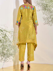 Grass Green Vasansi Silk Leheriya Co Ord Set