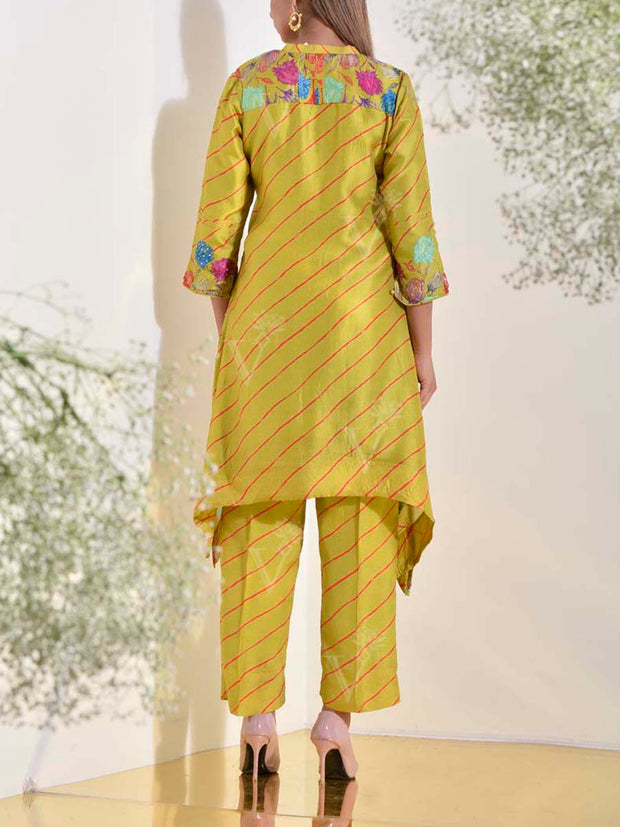 Grass Green Vasansi Silk Leheriya Co Ord Set