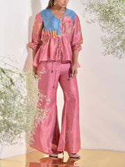 Salmon Pink Vasansi Silk Co Ord Set