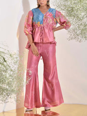 Salmon Pink Vasansi Silk Co Ord Set