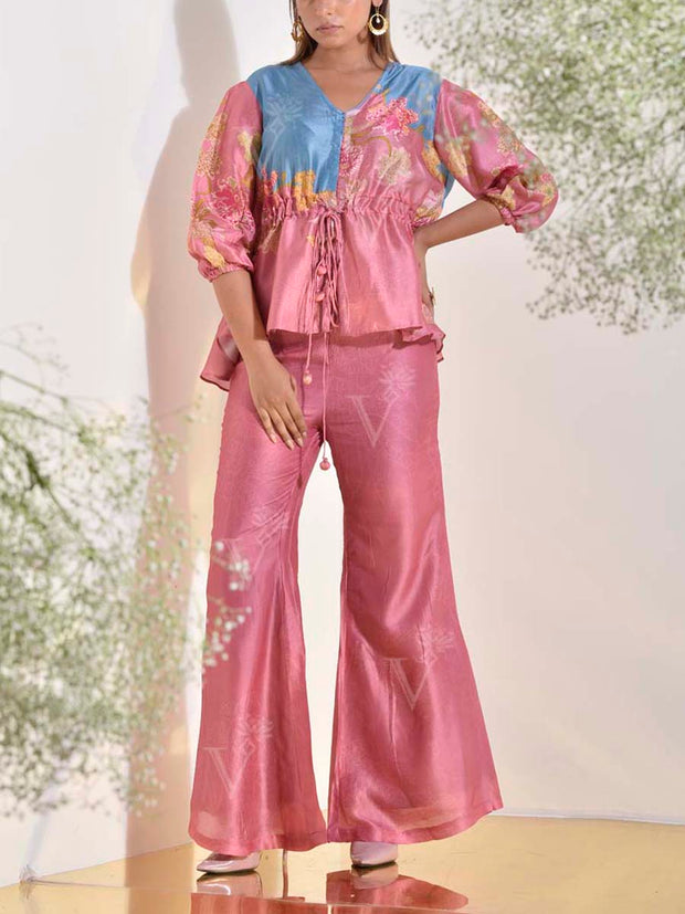 Salmon Pink Vasansi Silk Co Ord Set