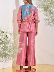 Salmon Pink Vasansi Silk Co Ord Set