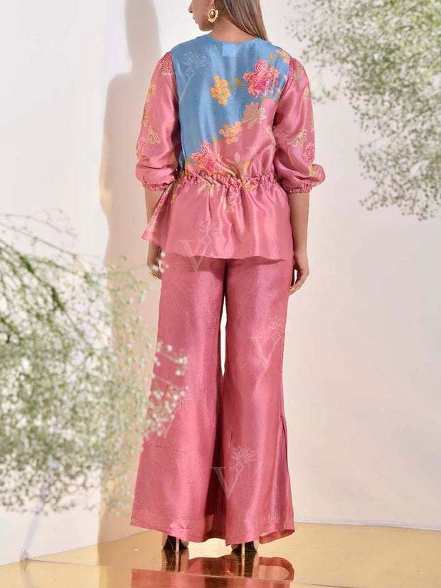 Salmon Pink Vasansi Silk Co Ord Set