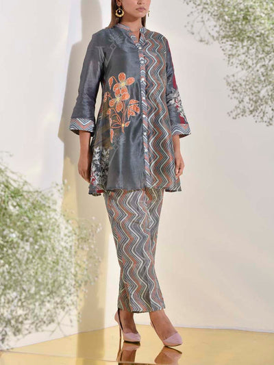 Grey Vasansi Silk Co Ord Set