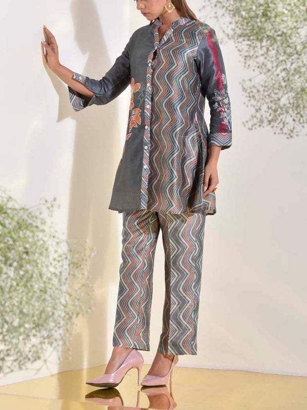 Grey Vasansi Silk Co Ord Set
