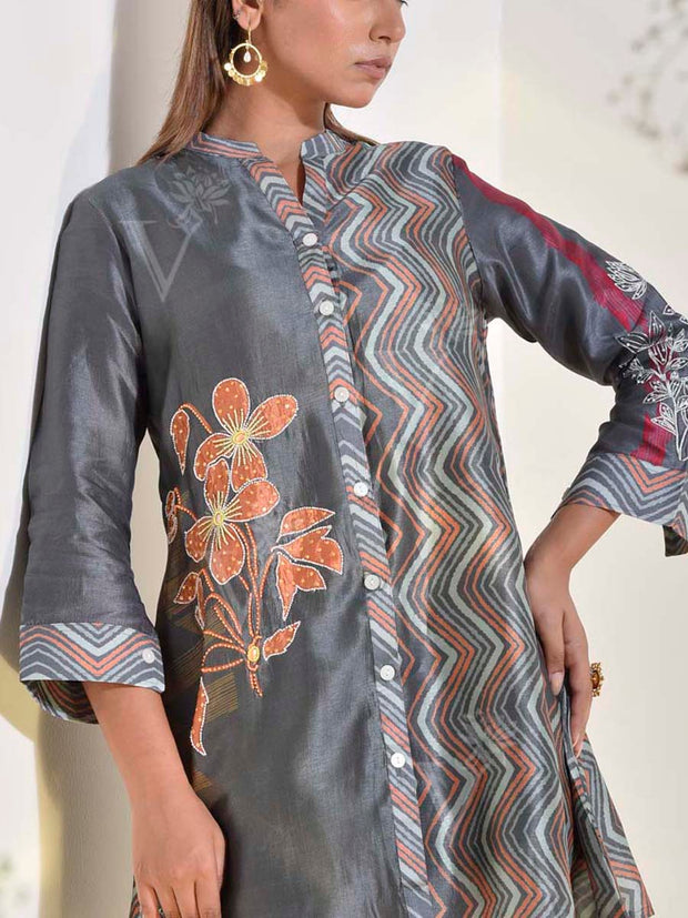 Grey Vasansi Silk Co Ord Set