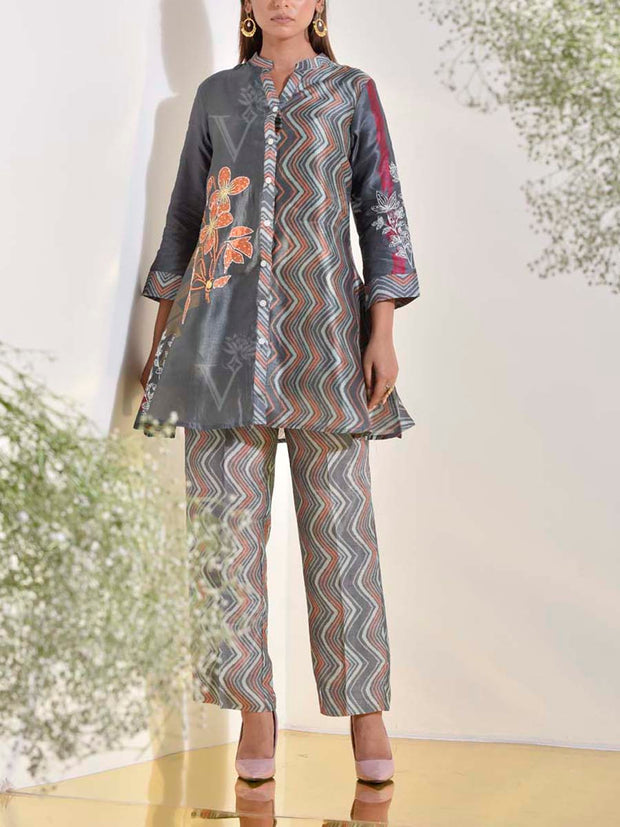 Grey Vasansi Silk Co Ord Set
